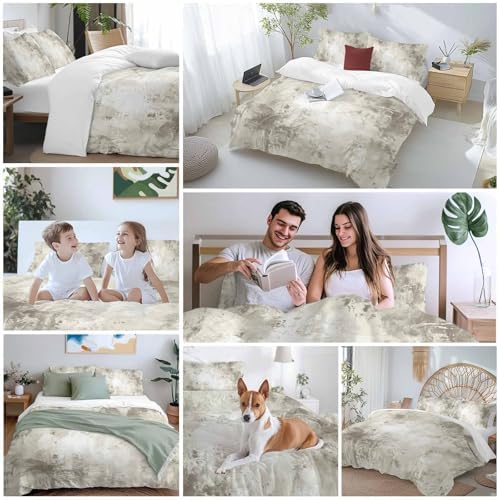 3 Piece Light Gray Duvet Cover Set Queen Size,Microfiber