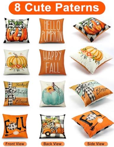 multiwins Fall Pillow Covers 20x20 4Pcs Double-Sided Print for Home