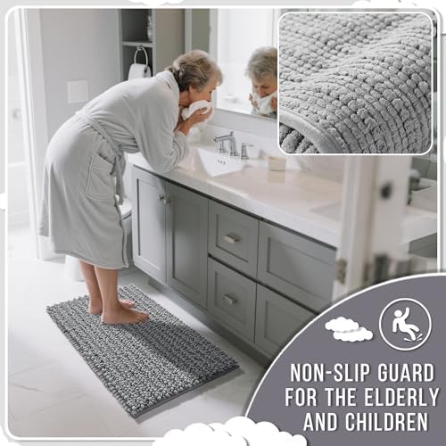 Yimobra Bathroom Runner Rug 60x24 Inch - Extra Long Non Slip Chenille