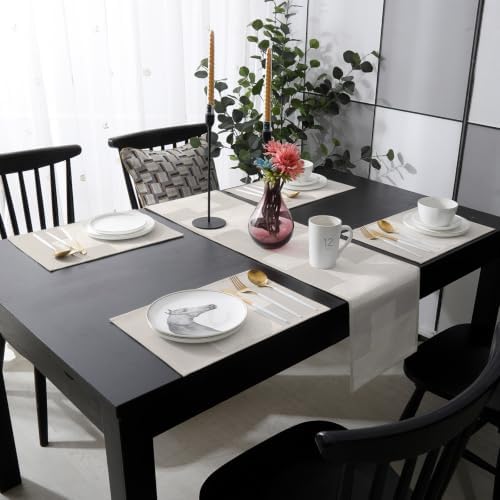 Modern Lines Table Mats Set of 6 with Table Runner 90 Inches Long,Boho