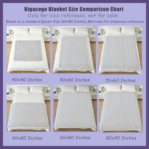 Bigacogo Chunky Knit Throw Blanket for Couch, 60x80 inches, Navy Blue