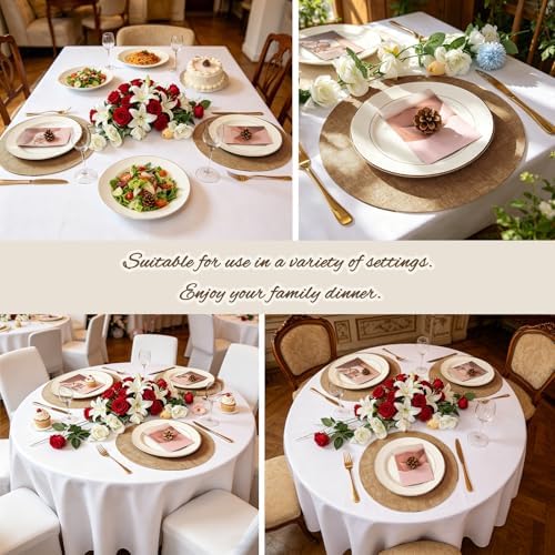 Round Placemats Set of 6, Faux Leather Heat Resistant Table Mats