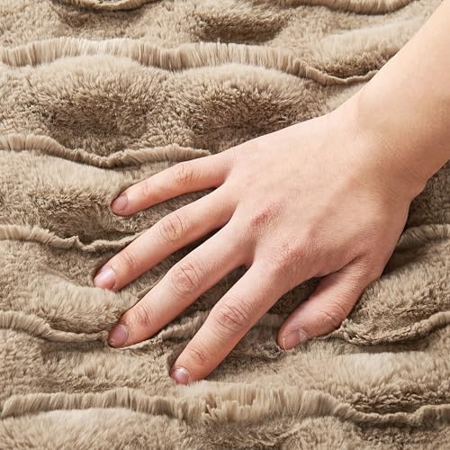 Ruched Spandex Luxury Faux Fur Throw Blanket Reversible to Cozy