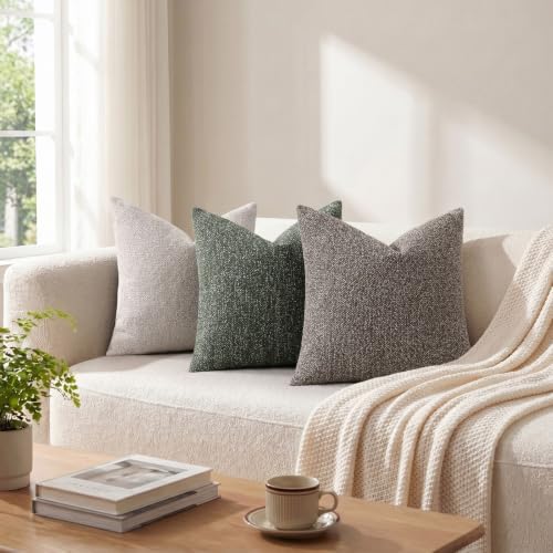 decorUhome Textured Woven Throw Pillow Covers 22x22 Set of 2 Olive