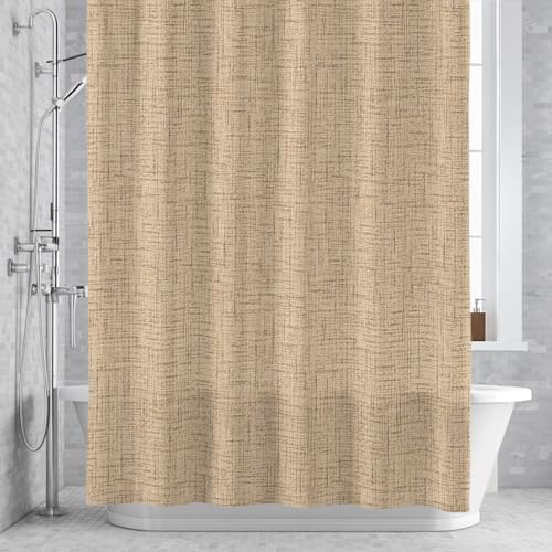 Beige Khaki Solid Shower Curtain 84 inches Extra Long Minimalist Cloth
