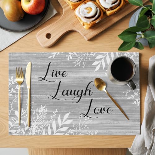 Leaves Placemats Set of 8, Rustic Minimalist Leaf Floral Botanical
