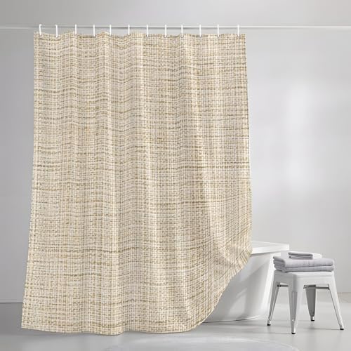 Shower Curtains Sets for Bathroom Decor Rustic Beige Linen Texture