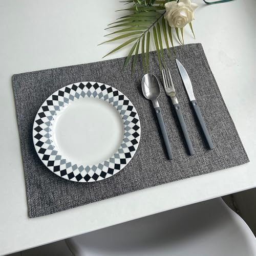 Dinner Placemats Set of 6, Kitchen Table Mat Decor Washable Gray