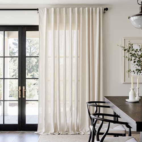 jinchan Linen Curtain Light Filtering Back Tab 100x120 Inch 1 Panel