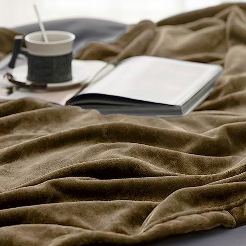 Bedsure GentleSoft Fleece Blankets Queen Size Camel - Bed Blanket Soft
