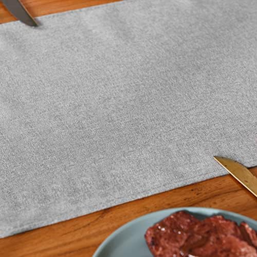 Grey Cotton Table Runner 13 x 72 Inches Long Farmhouse Style