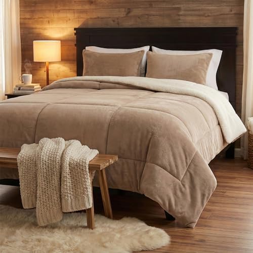 King Size Comforter Set – 3-Piece Sherpa and Fleece Bedspread with