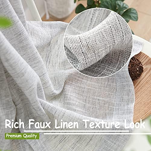 Grey Semi Sheer Curtains for Bedroom Living Room 52x63inch Grommet Top