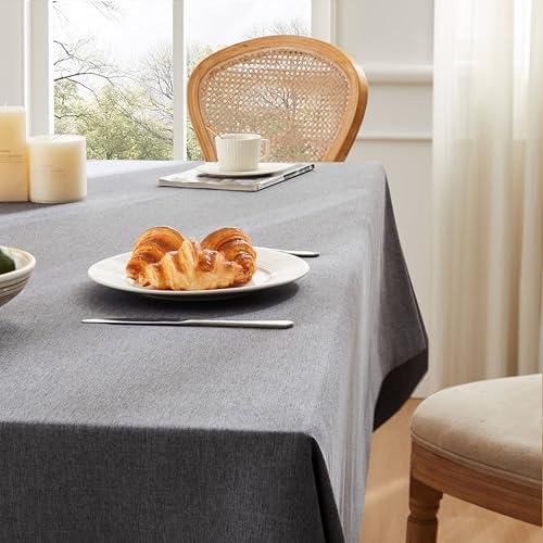ZeeMart Linen Textured Rectangle Table Cloth, 60x120 Inch Charcoal