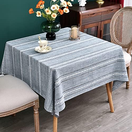 NEWISHER Farmhouse Embroidered 70x70 Inch Square Tablecloth Linen