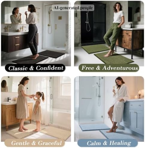 BSICPRO Bathroom Rugs Set 2 Piece, Black, 20"x32" Plus 16"x24"