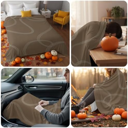 Taupe Line Art Blanket Plush Cozy Fuzzy Throw Blanket for