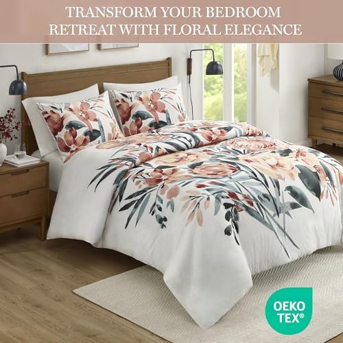 Madison Park Queen Duvet Cover Set, Floral Duvet Cover for Queen Size