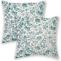 BETGINY Vintage Floral Pillow Covers 18x18 Inch 2 Pcs, Aqua Teal