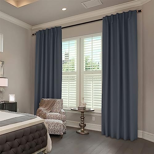 Macochico 120 Inch Long Curtains Rod Pocket and Back Tab Blackout
