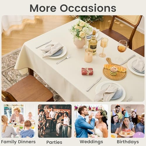 Simple&Opulence 100% Cotton Canvas Tablecloth Rectangular, Beige 52" x