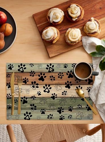Placemats Set of 8, Sage Green Brown Beige Woven Placemat, Linen Place