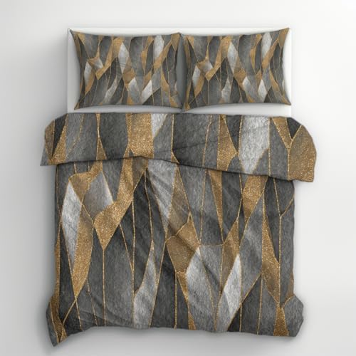 Modern Abstract Duvet Cover Queen Size, Geometric Pattern Bedding Set