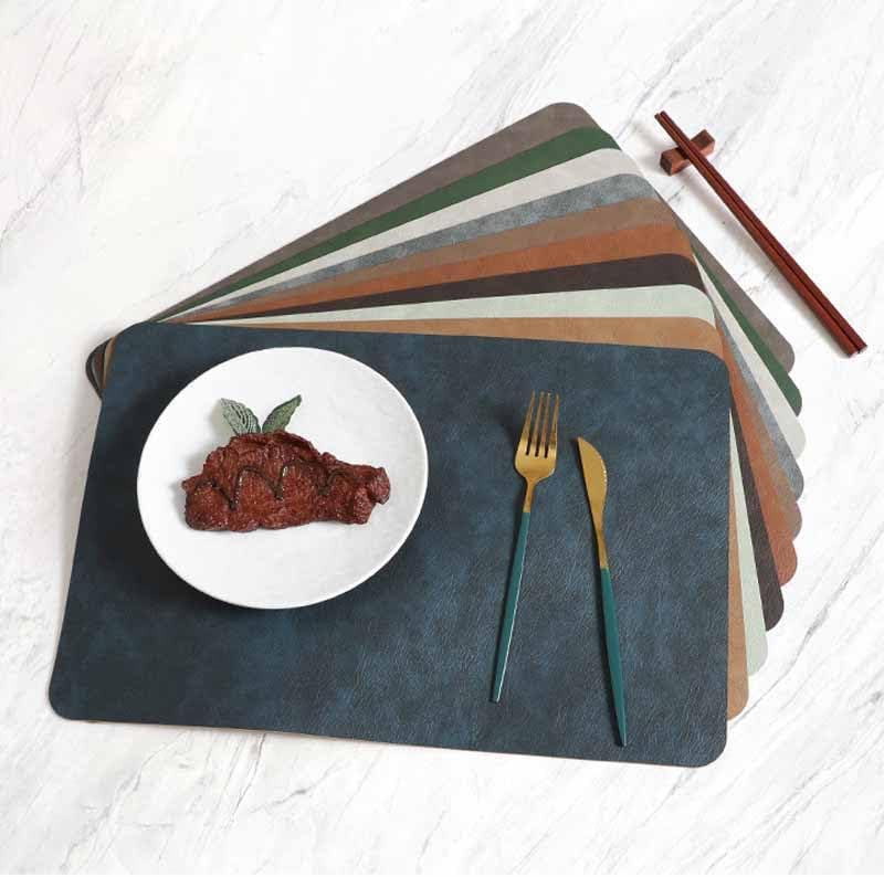 Leather Washable Placemats, Thick Faux Leather Heat Resistant