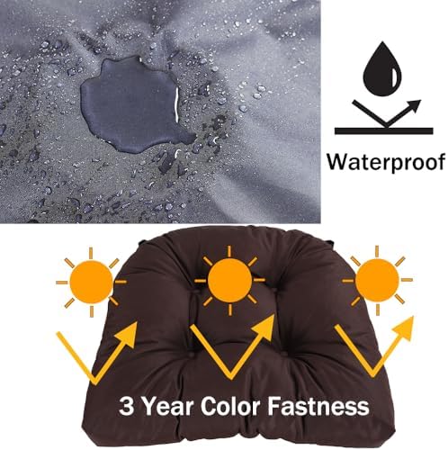 amberr Outdoor Chair Cushions Set of 2, Waterproof Outdoor Seat