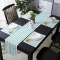 Light Teal Stripes Table Runner and Placemats Set of 4 Modern