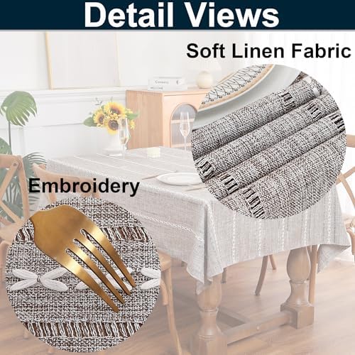 Gernaice Square Tablecloth Cotton Linen Table Cover 70” x 70” Dark