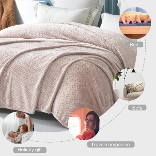 Exclusivo Mezcla Soft Fleece Bed Blanket King Size, 90”x104”, Camel