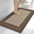 anllugs Bathroom Rugs, 24" x 36" Soft Bath Rugs, Taupe & Dark Brown