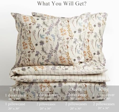 CCoutueChen Floral Duvet Cover King 3 Pieces Aesthetic Reversible