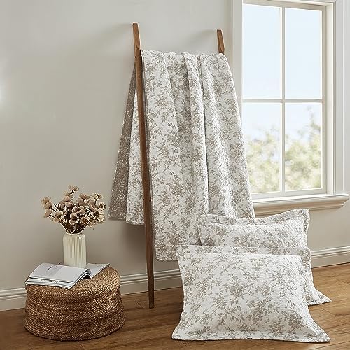 Laura Ashley - King Quilt Set with Shams, Cotton, Reversible