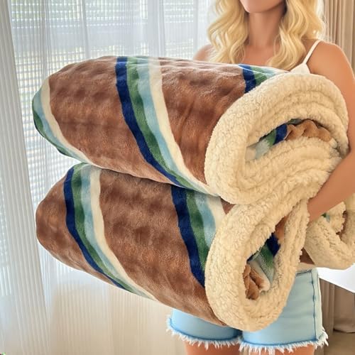 Reversible Fleece Throw Blanket for Bed, and Couch, King 108" x90”