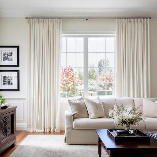 120 Inch Long Ivory Velvet Curtains Luxury Minimalist Pinch Pleated