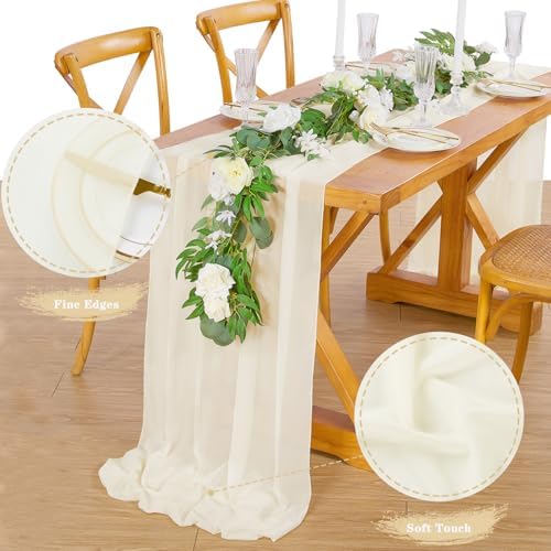 Beige Table Runner 10 Packs Chiffon Wedding Centerpiece Runners
