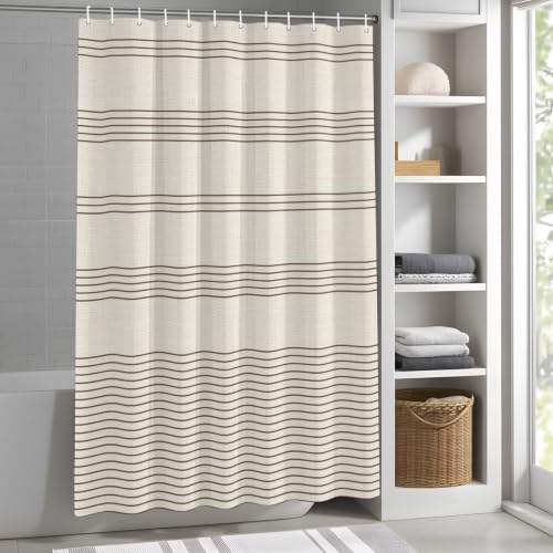 Minimalist Beige Shower Curtain 72 * 84IN, Water-Repellent Bathroom