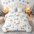 Castle Fairy Deer Winter 7 Piece Bedding Set Woodland Elk Pine