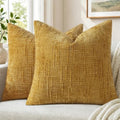 Pallene Mustard Yellow Textured Chenille Throw Pillow Covers 20x20 Set