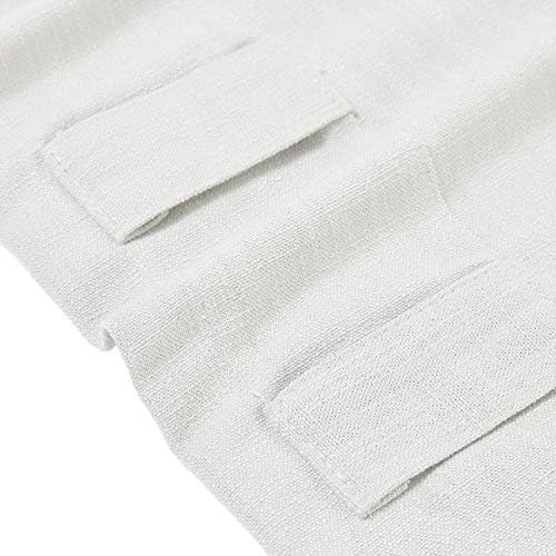 Frelement Off White Linen Curtains Back Tab & Rod Pocket Indoor Drapes