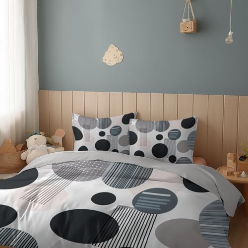 Bedding Gray Texture Duvet Cover Set Queen, 3 Pieces Modern Abstract