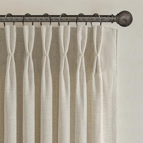 Floor to Ceiling Light Flax Linen Curtains 120 Inches Long 2 Panels