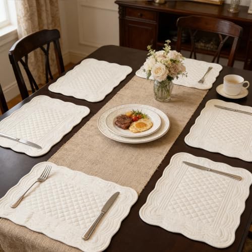 Quilted Placemats Set of 4 18"X13" Cotton Placemats Washable Cloth