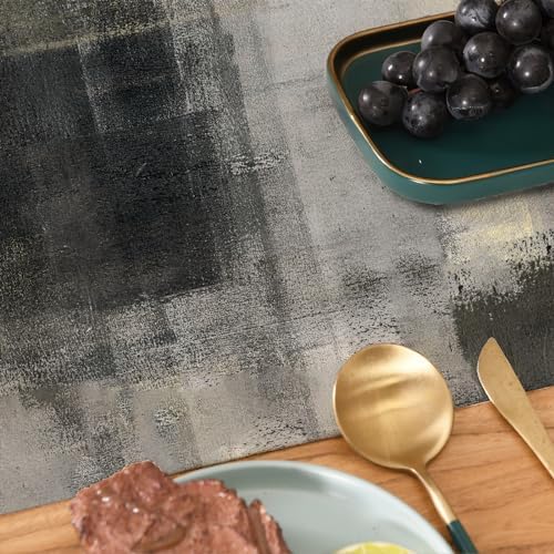 Black Grey Watercolor Table Runner 72 Inches Long (13"x72")
