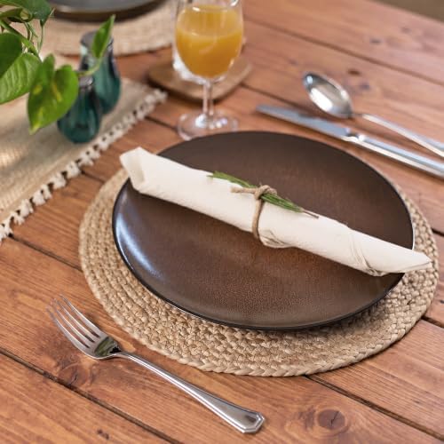 Eco Crave Round Jute Placemats, Set of 8, 13 Inch