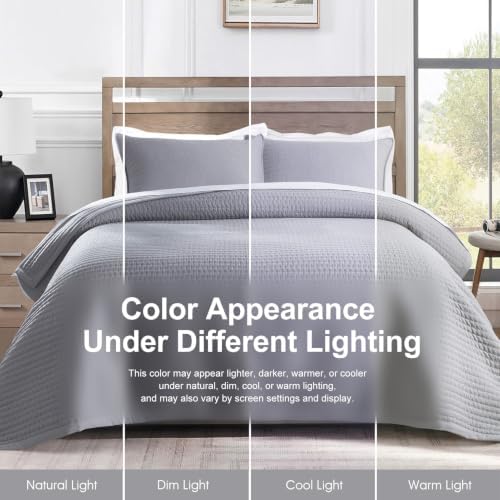 KASENTEX Oversized King Quilt Set 112x106, Soft Washed 3-Layer