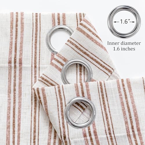 MYSKY HOME Taupe Striped Linen Curtains for Living Room 96 Inches 2