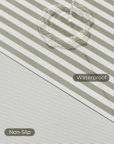Striped Leather Placemats Set of 6, Khaki, Faux Leather